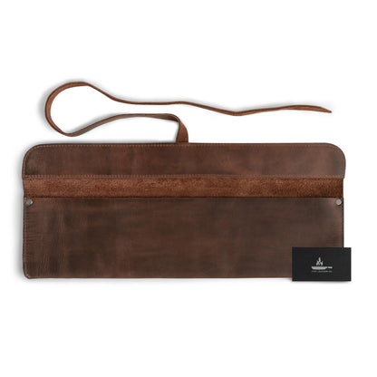 Leather Chef Knife Sheath, Single Case for Chef's Knives, Kitchen Small Storage Bag, Roll Bags for Travel, Professional Chefs Carrying Wrap Holder, Butcher Rolls Carrier (Bourbon Brown)
