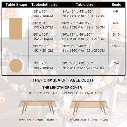 Arquiel Halloween Ghost Pumpkin Tablecloth Waterproof, Black Orange Plaid Table Cloth Rectangle, Washable Table Cover for Halloween Party Home Kitchen Decoration (60×104 Inch)