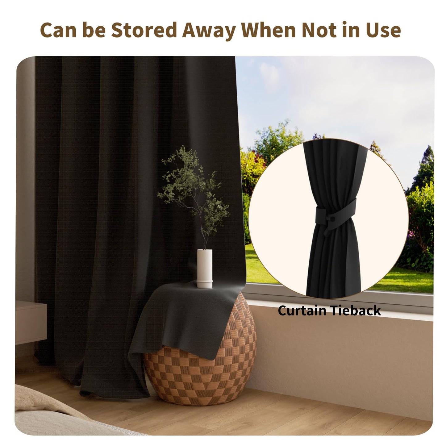 Room Divider Blackout Curtains Extra Wide Ceiling Mounted Curtains Track Sets for Room Separation,Thermal Insulated Noise Reduction Privacy Partition Curtains for Bedroom(Black,100W×84L)