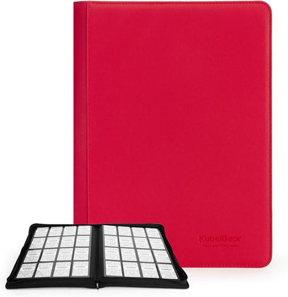 Card Binder – 1024 Capacity, Zippered Trading Card Holder for MTG, Sports & Collectible Cards – Acid-Free, Durable & Travel-Friendly Storage (Red dots, 16 Pocket)