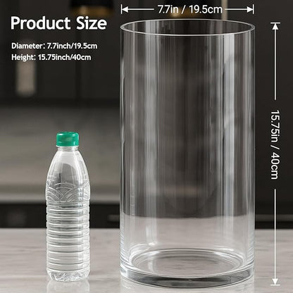 Maxdot 3.2 Gallon Cylindrical Glass Fish Tank Solid Base, 360° Full View Desktop Aquarium Starter, Easy to Maintain Small Microfauna for Betta Snails Shrimp Aquatic Planting and Small Plant Terrarium