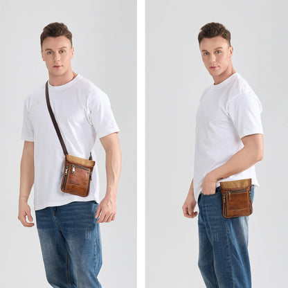LANNSYNE Full Grain Leather Travel Wallet, Leather Cell Phone Belt Bag, Waist Pack Pouch, Neck Wallet Travel Pouch and Passport Holder for Men and Women Keep Valuables Safe