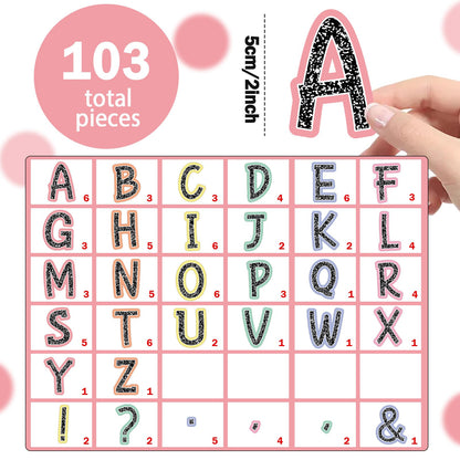 Qyeahkj 103 Pcs Composition Magnetic Letters 2" Pastel Colorful Magnetic Letters for Whiteboard Fridge Magnet Alphabet Kit for Tool for Home Spelling