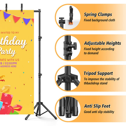 Forlogic Backdrop Stand 10x7.5ft(WxH), Heavy Duty Adjustable Photo Back Drop Stand kit, Suitable for Party, Photography, Weddings