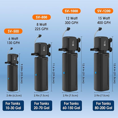 AquaMiracle Aquarium Filter with U - V Light & Filter Sponge, Fish Tank Filter with Timer for Green Water, Turtle Filter with Aeration & Rainfall Mode for Aquarium 10-30 Gallon