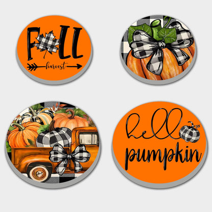 Fall Pumpkin Electric Stove Burner Covers，4 Pcs Halloween Decor Round Stove Burner Cover，8 Inches and 10 Inches，Gas Stove Burner Cover,Metal Cooktop Autumn Pumpkin Decorative Home Decor,Kitchen Decor