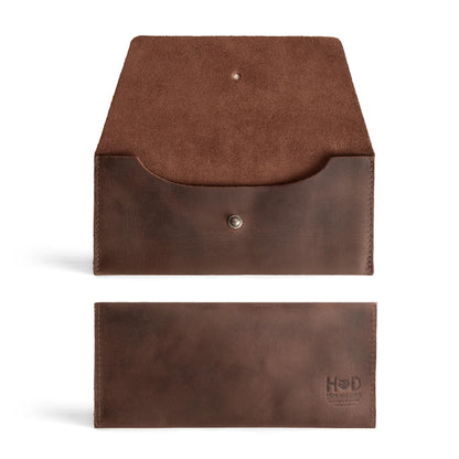 Hide & Drink, Long Utility Pouch, Stylish Wallet for Carrying and Storing Cash, Clutch Bag, Full Grain Leather, Handmade, Bourbon Brown