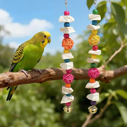 Bird Toys with Cuttlebone, Prevents Destructive Chewing, Grinding Stone for Bird, White, Colorful, 2 Pcs