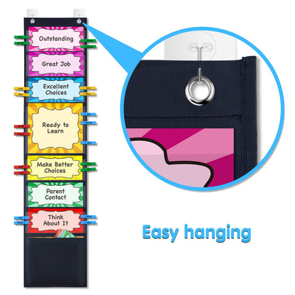 AUVCAS Student Behavior Clip Chart for Classroom Management Kids Reward Pocket Chart Behavior Bulletin Board Teacher Supplies for Preschool Kindergarten Daycare Homeschool