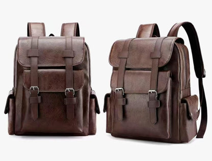 CYLYWJD Business Men and Women PU Leather Backpack 15.6inch Laptop Waterproof Backpack Travel Commuter Lightweight schoolbag (Brown backpack8,Medium)