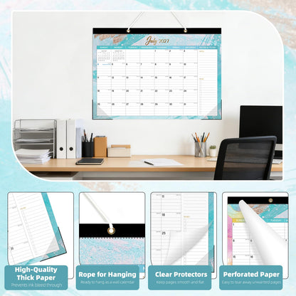 ZTX Desk Calendar 2026-2027,18 Month Academic Desk Calendars,17"x12" Jul.2026-Dec.2027 Calendar with Clear Plastic Cover for Teacher School Year Home Fluidic