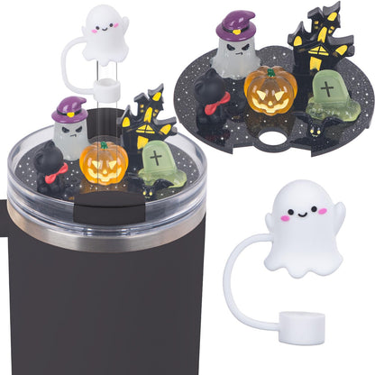 JUNIQUTE Compatible with Stanley Cup Lid Accessories Charms, Charms for Stanley Cups H2.0 Accessories 30oz 40oz with Silicone Straw Cover Cap for Tumblers (Halloween, 40)