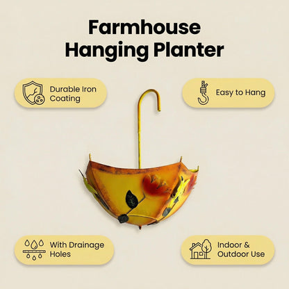 yxyzylzrx Farmhouse Metal Hanging Planter with Drainage Holes, for Outdoor Herbs Flowers Succulents on Fence Patio Porch Garden Decor