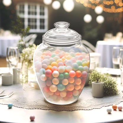 Amazing Abby - Sugar Sugar - 140-Ounce Plastic Candy Jar with Lid, Large Cookie Jar (7.5"(D) x 10.5"(H)), Apothecary Jar, BPA-Free, Shatter-Proof, Dishwasher-Safe, Great for Candy Buffet