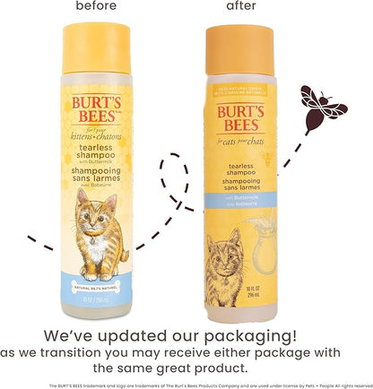 Burt's Bees for Pets Tearless Kitten Shampoo with Buttermilk and Honey, 99% Natural Origin Gentle Cat Shampoo for Sensitive and Itchy Skin, pH Balanced and Fragrance-Free, 10 Fl Oz