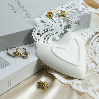 CHOOLD Original Ceramic Heart Shape Ring Dish Holder Jewelry Tray Dish Trinket Holder Jewelry Holder Home Decor Dish Wedding Birthday Xmas Gift