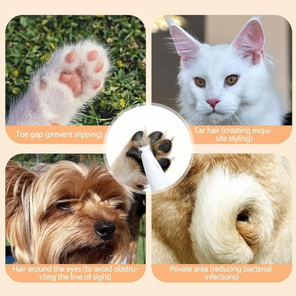 Iaolose Paw Trimmer, Upgrade Multifunctional Pet Hair Clippers Waterproof Rechargeable Pet Shaver with LED Light, Pet Paw Trimmer for Paws Eyes Ears Face Rump (1PC), White