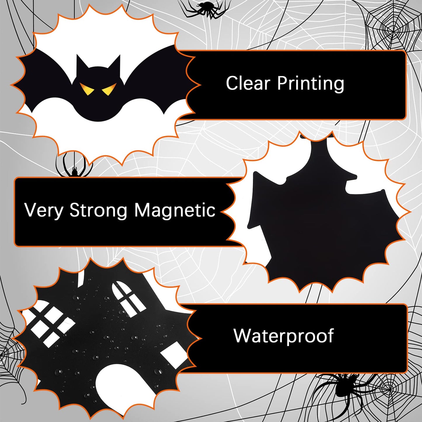 Fiada 21 Pcs Halloween Garage Door Decorations Magnets Bats Magnetic Holiday for Outdoor Party Car Haunted House Tree Grave Locker Sticker Decor
