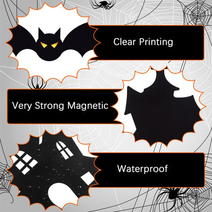 Fiada 21 Pcs Halloween Garage Door Decorations Magnets Bats Magnetic Holiday for Outdoor Party Car Haunted House Tree Grave Locker Sticker Decor