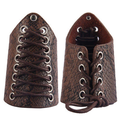 GelConnie Leather Gauntlet Wristband Medieval Bracers Snakeskin Viking Wrist Guards Archery Guards Bracers Wide Arm Armor Cuff for Women Men Halloween Renaissance Costume Props
