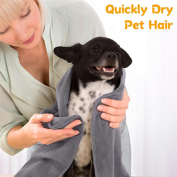 Dog Towels for Drying Dogs Large, Absorbent Microfiber Dogs Bath Towel, 40 x 24 Inch Soft Pet Grooming Towel, Dog Shower & Bath Supplies(Grey)