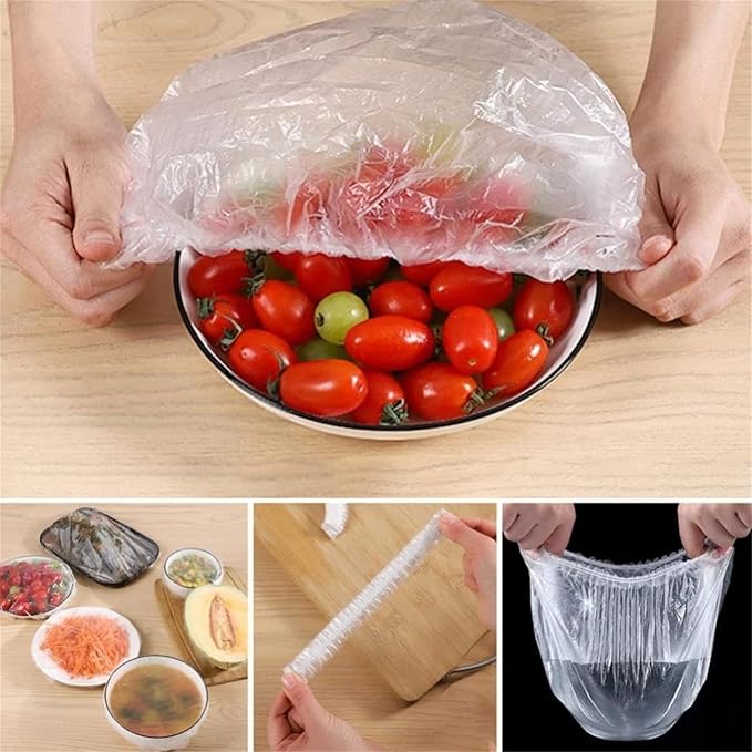 Fresh Keeping Bags 100pcs, Bowl Covers Elastic, Plastic Bowl Covers Elastic Reusable, Stretch Lids for Bowls and Food Covers