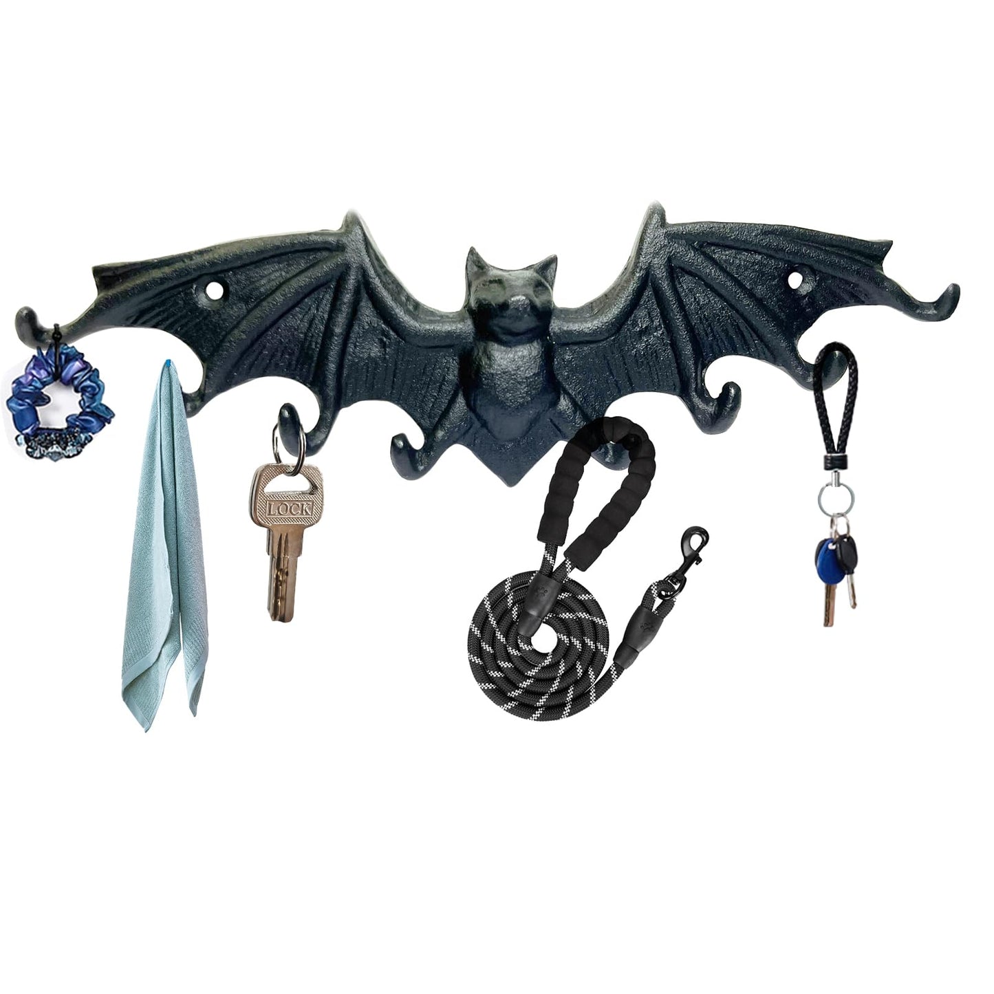 Bat Key Hooks Gothic Bat Key Rack Wall Mount Casting Iron Rustic Decorative Hooks for Keys Bag Purse Towel Umbrella Dog Leash Hooks