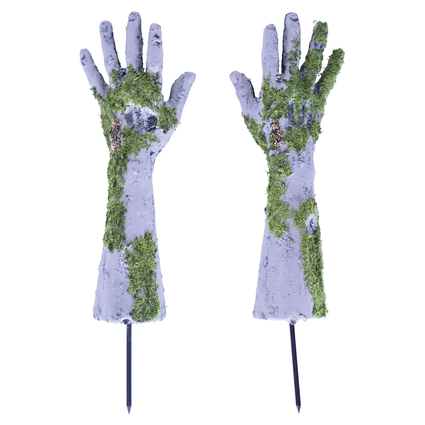 Beistle Plastic Zombie Hand Yard Stakes – Halloween Outdoor Lawn Decorations, Creepy Graveyard Hands with Moss, Scary Undead Props for Haunted House Pathway, Garden or Tombstone Scene Décor, 16”