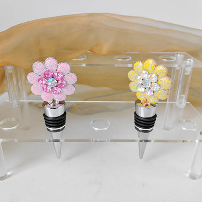 Flower Wine Stoppers Wine Corks Reusable Wine Bottle Stoppers Cute Floral Wine Stoppers Wine Accessories for Kitchen Holiday Party Wedding Birthday Gifts