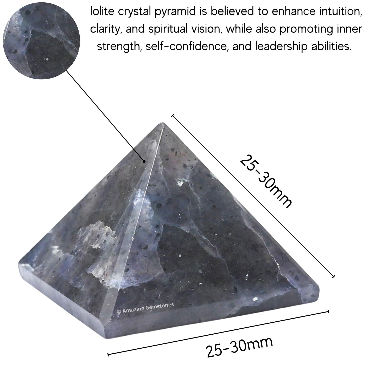 Amazing Gemstone Iolite Pyramid Crystal Healing Stones - 1" Great Pyramid Figurine of Natural Stone Pyramid for Meditation, Reiki, Chakra Balancing and Crystal Pyramids Grid