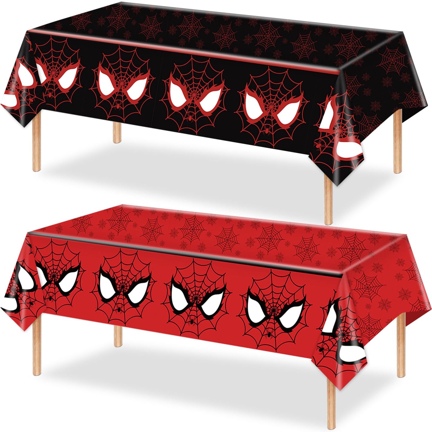 WPDISCZ 4Pcs Spider Birthday Decorations Tablecloths, 54" x 108" Spider Table Cloth Disposable Rectangle Plastic Table Cover for Birthday Party Supplies