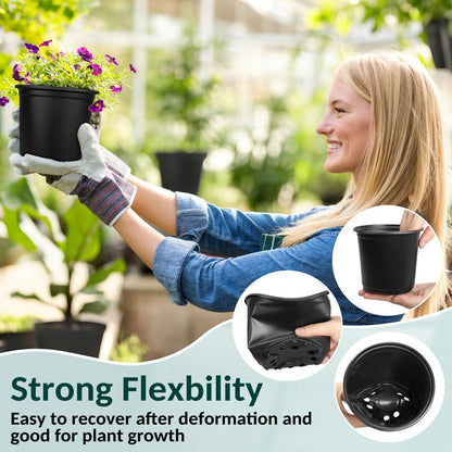 FUOAUYK 110 Pcs Small Plastic Palnt Pot, 4 5 6 Inch Nursery Pots with Drainage, Seedlings Starter Pots for Plants, Great for Herbs, Cuttings, and Starter Plants (110 pcs, 4 inch)
