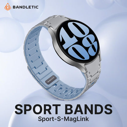 Bandletic Silicone Magnetic Band Compatible with Samsung Galaxy Watch 7 6 5 4 FE 40mm 44mm/Watch 6 4 Classic 43mm 47mm 42mm 46mm/Watch 5 Pro 45mm, 20mm No Gap Soft Sport Strap for Men Women