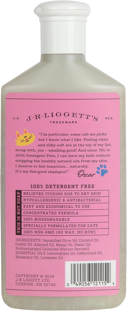 J.R.LIGGETT'S Liquid Cat Shampoo, Natural Cleansing Liquid for Cats with Sensitive Skin, Hypoallergenic Feline Formula Gently Deep Cleans with No Essential Oils, Detergent-Free, 8.45 oz