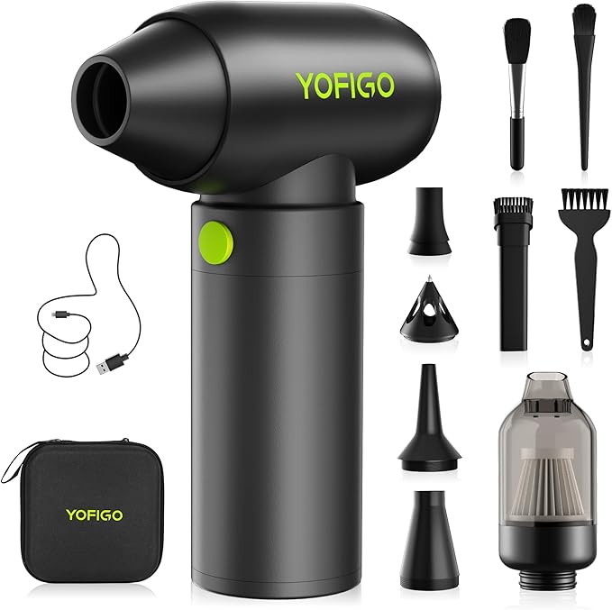Electric Air Duster, Compressed Air Duster 2-in-1 Cordless Mini Vacuum 130,000 RPM 4400mAh Rechargeable PC Keyboard Cleaner for Computer Car Camera Camping (C4)