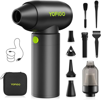Electric Air Duster, Compressed Air Duster 2-in-1 Cordless Mini Vacuum 130,000 RPM 4400mAh Rechargeable PC Keyboard Cleaner for Computer Car Camera Camping (C4)