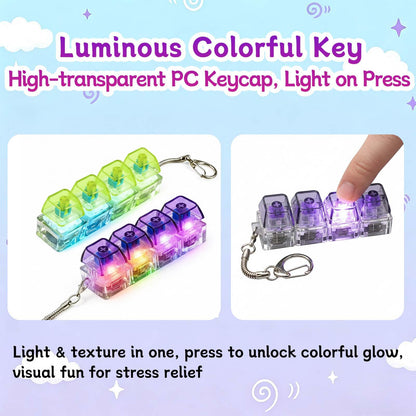 Keyboard Fidget Toy, Keyboard Clicker with LED Light, Keyboard Fidget Keychain, Keyboard Button Finger Clicker for Anxiety Relief