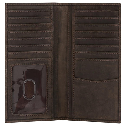 ELIZO Men's Genuine Leather Long Wallet - RFID Blocking Rodeo Checkbook Wallet | Slim Western Bifold Wallet with 16 Card Slots, ID Window | Top Grain Leather Cowboy Wallet