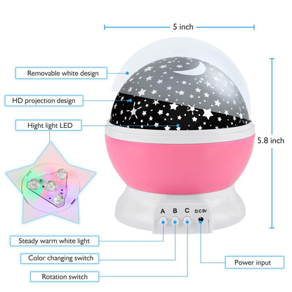 Night Light for Kids, Kids Night Light Nebula 360 Degree Rotation - 4 LED Bulbs 12 Light Color Star Projector Changing with USB Cable, Romantic Gifts for Men Women Children