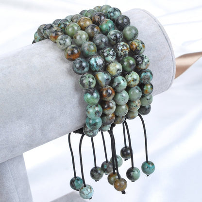 MASSIVE BEADS African Turquoise Bracelet, Wrist Mala Beads, Healing Crystals, Chakra Jewelry, New Beginnings - Emotional Balance - Personal Growth (African Turquoise, 8mm)
