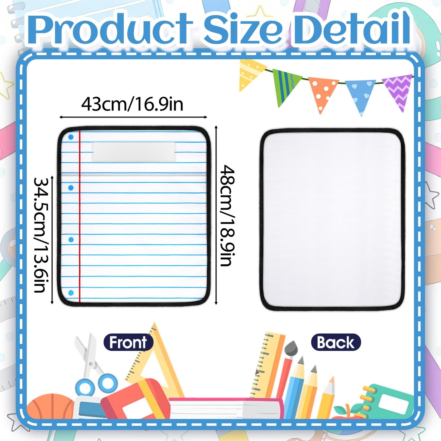 24Pcs Classroom Seat Back Organizer, 17 * 19 Inch Chair Pockets with Name Tag, Back to School Classroom Chair Hanging Bag Seat Sacks Suitable for Families Kindergartens and Primary School Classrooms