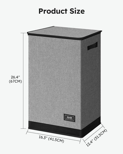 SOLEDI Laundry Hamper with Lid 90L Large & Tall Collapsible Laundry Basket, Clothes Hamper with Bag Removable Easy to Carry, Dirty Hampers for Bedroom, Bathroom, Dorm, College, Grey