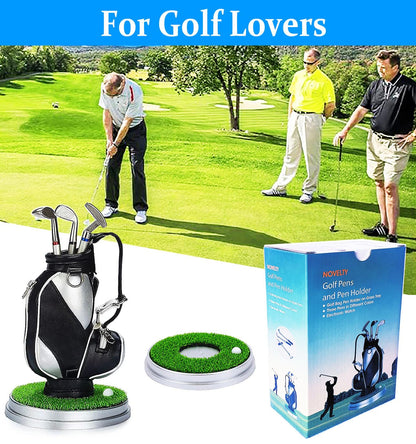 Golf Gifts for Men - Ideal Stocking Stuffers for Adults, White Elephant Gifts for Golfers, Dad, Him, Coworkers, Boss on Christmas & Birthday - Funny Golf Pen Holder, Home Office Decor Desk Accessories