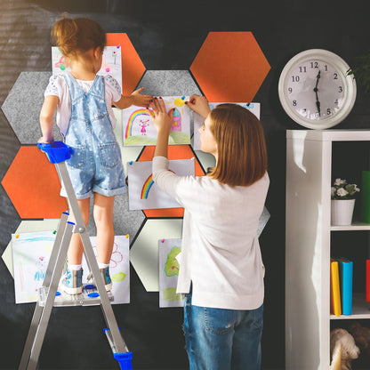 SEG Direct Hexagon Felt Cork Board Tiles, Self Adhesive Bulletin Board Large Felt Cork Boards for Walls Office with Push Pins 11.8 x 10.2 in, 5PCS(Orange/Ivory/Gray)