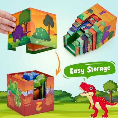 Atoylink Toddler Dinosaur Sorting and Stacking Toys with Magnetic Wooden Dinosaur Train Set, Baby Number Blocks Nesting Boxes Preschool Learning Montessori Toys for 1 2 3 Year Old Boys Girls Gift