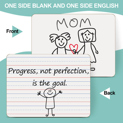 30 Pack Small White Boards, 9"x12" Double Sided Personal Dry Erase Boards Portable Handheld Whiteboards with Lines for Kids, Students, Teacher School, Include 30 Markers, 30 Erasers