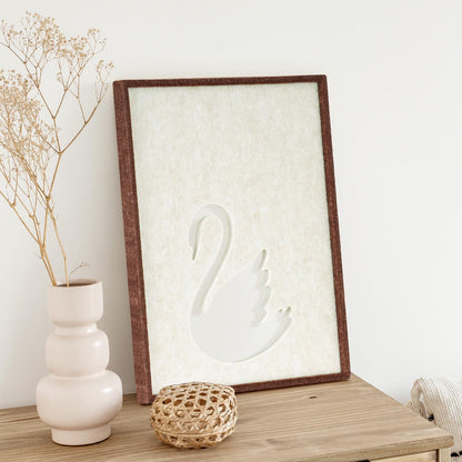 DOLLAR BOSS Felt Framed Cork Board 14.5'' x11.8'' Bulletin Boards for Walls, Decorative Pin Board for Office Home Decor for Kids Hallway Bedroom Dining Living Room, Swan