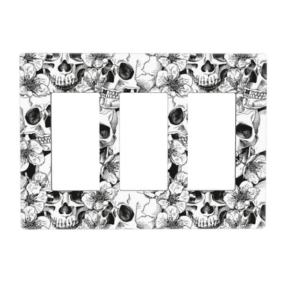 Gothic Skull Floral Skeleton 3 Gang Triple Rocker/Decorator Light Switch Wall Plate Cover Decorative GFCI Electrical Faceplate Switchplate Dimmer