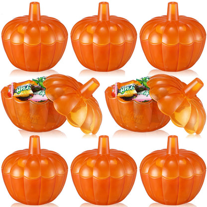 Tanlade 10 oz 4 Pcs Thanksgiving Glass Pumpkin Jar with Lid Fall Orange Decorative Pumpkin Cookie Candle Containers with Cover Candle Making Bowls for Thanksgiving Halloween Party DIY Gift