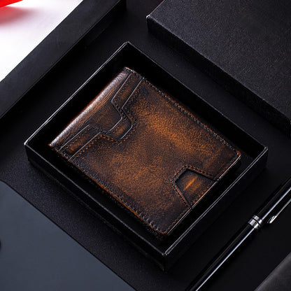 SCHLATUM Front Pocket Wallet for Men Slim Lightweight RFID Blocking Genuine Leather Bifold Thin Wallet with 10 Card Slots, Antiqued